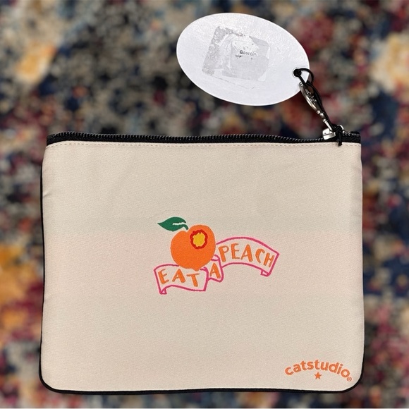 NEW Catstudio Georgia “Eat a Peach” Woven Zip Pouch 5x7 Atlanta Okefenokee - Picture 11 of 11